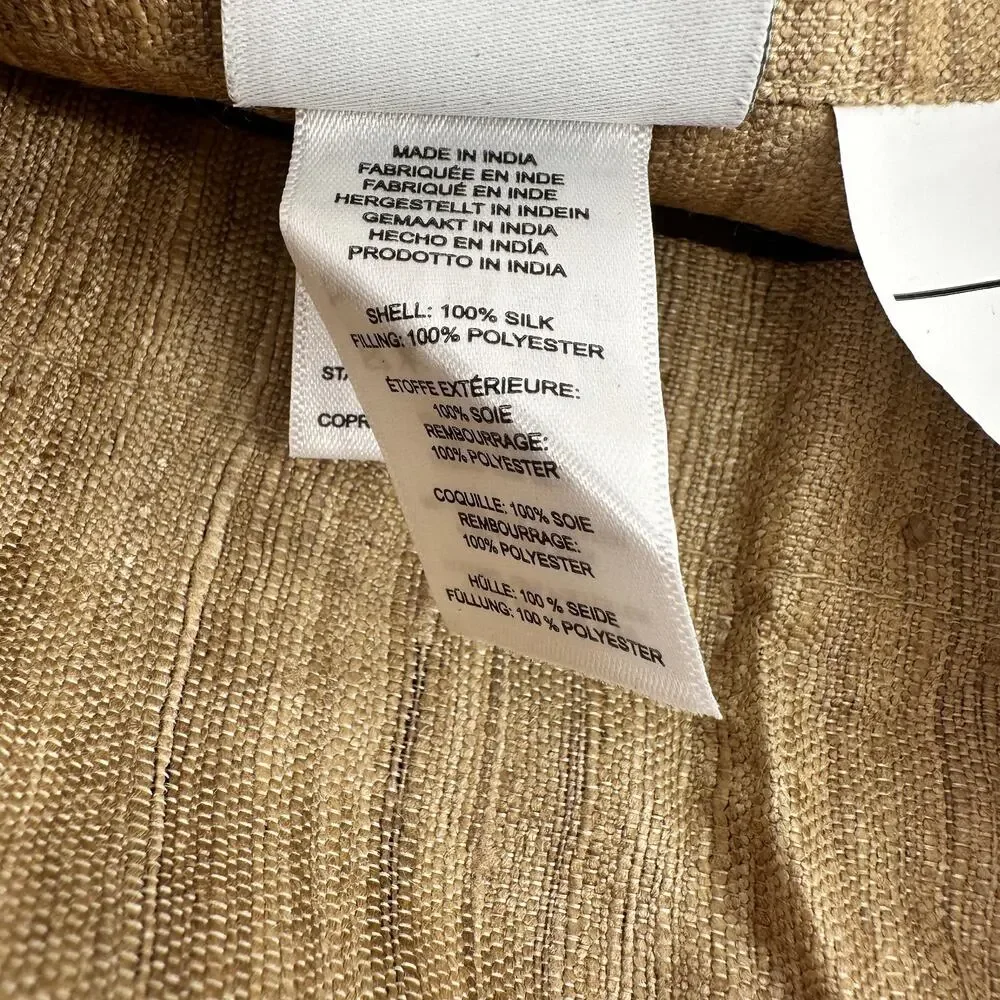 Restoration Hardware Raw Silk Channel Stitched Sham Standard Sz Set Wheat